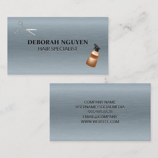 美容師ツール |メタリックテクスチャ 名刺 (正面/裏面)