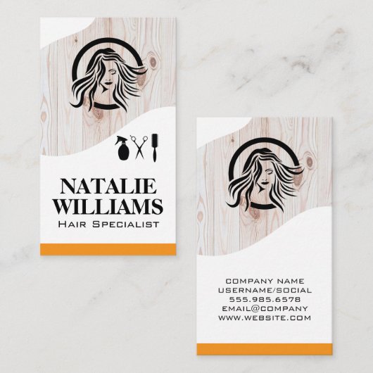 美容師ツール |木材 名刺 (正面/裏面)