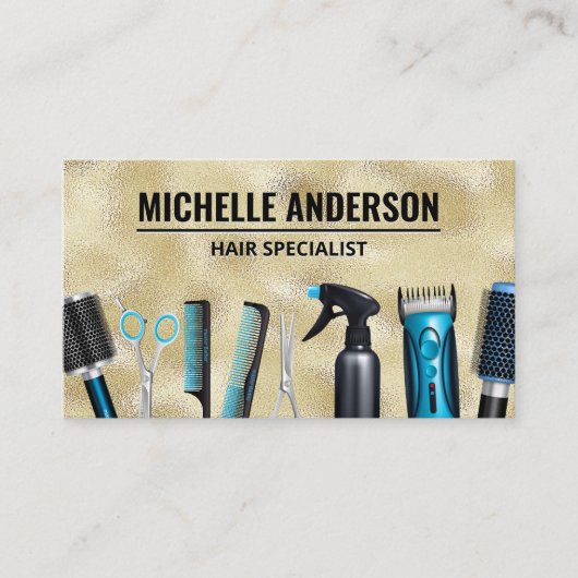 美容師ツール | 金ゴールドきらめく 名刺 (正面)