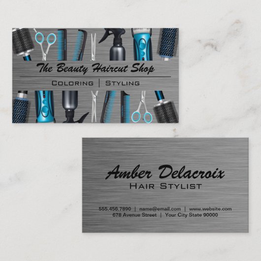 美容師ツール | 金属ブラシ 名刺 (正面/裏面)