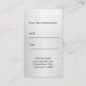 美容師ティール(緑がかった色)リボンモダン銀アポイントメント 予約カード (裏面)
