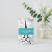 美容師ティール(緑がかった色)リボンモダン銀アポイントメント 予約カード (スタンド正面)