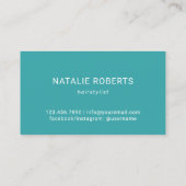 美容師ティール（緑がかった色）羽根金ゴールドシザー赤面サロン 名刺 (裏面)