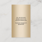 美容師ティール（緑がかった色）金ゴールドシザーフラワーサロンスパ 名刺 (裏面)