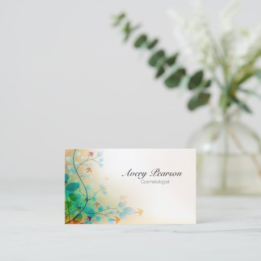 美容師デリケートなフローラつる植物離れと 名刺 (スタンド正面)