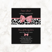 美容師トレンディーキリンプリントローズピンクボウ 名刺