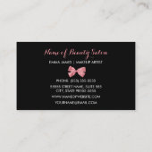 美容師トレンディーキリンプリントローズピンクボウ 名刺 (裏面)