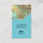 美容師トレンディーティール（緑がかった色）金ゴールドグリッター美しいサロン 名刺 (裏面)