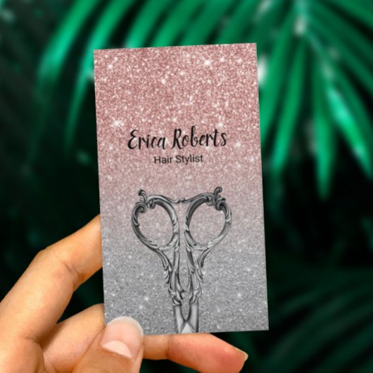美容師トレンディーバラ金ゴールド&シルバーグリッター 名刺