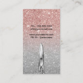 美容師トレンディーバラ金ゴールド&シルバーグリッター 名刺 (裏面)