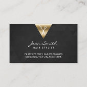 美容師トレンディーブラック&金ゴールド幾何学模様 予約カード (正面)