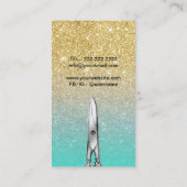 美容師トレンディー金ゴールドとターコイズグリッター 名刺 (裏面)