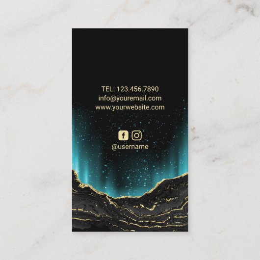 美容師トレンディー金ゴールドアゲートヘアドレッサーサロン 名刺 (裏面)