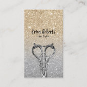 美容師トレンディー金ゴールドスパークルシルバーグリッター 名刺 (正面)