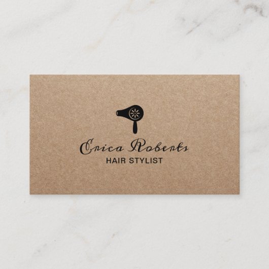 美容師ドライ吹ヤミニマリスト素朴ドライアー 名刺 (正面)