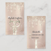 美容師ドリップグリッター金ゴールド鋏 名刺 (正面/裏面)