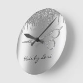 美容師ドリップスグリッター鋏 ラウンド壁時計 (傾斜)