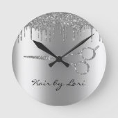 美容師ドリップスグリッター鋏 ラウンド壁時計 (正面)