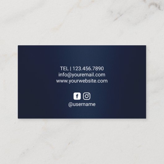 美容師ネイビーグリッタードリップス金ゴールドシザーサロン 名刺 (裏面)