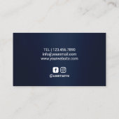 美容師ネイビーブルーグリッタードリップス美しいサロン 名刺 (裏面)