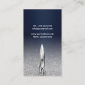 美容師ネイビーブルードリップスシルバーグリッターサロン 名刺 (裏面)