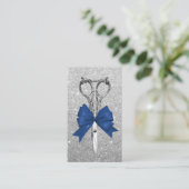 美容師ネイビーブルーボーシザーシルバーグリッター 名刺 (スタンド正面)