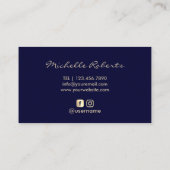 美容師ネイビー&金ゴールドタイポグラフィ美しいサロン 名刺 (裏面)