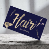 美容師ネイビー&金ゴールドタイポグラフィ美しいサロン 名刺