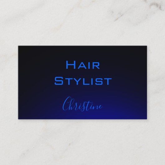 美容師ネオンブルーのブラック名刺 予約カード (正面)