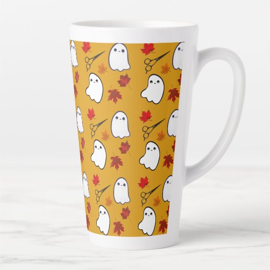 美容師ハロウィーン幽霊イニシャル カフェラテマグ (右)