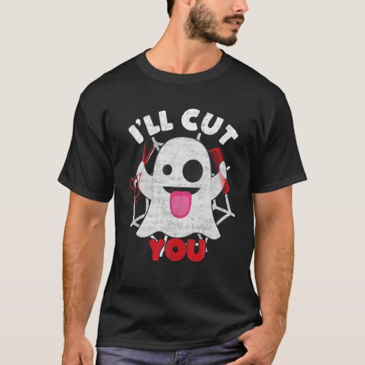 美容師ハロウィーンGhoをカットする Tシャツ (正面)