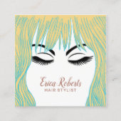 美容師ハンドドロードガール美しいサロン スクエア名刺 (正面)