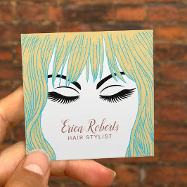 美容師ハンドドロードガール美しいサロン スクエア名刺