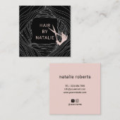 美容師ハンドドローヘアードレッサー美しいサロン スクエア名刺 (正面/裏面)
