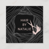 美容師ハンドドローヘアードレッサー美しいサロン スクエア名刺 (正面)