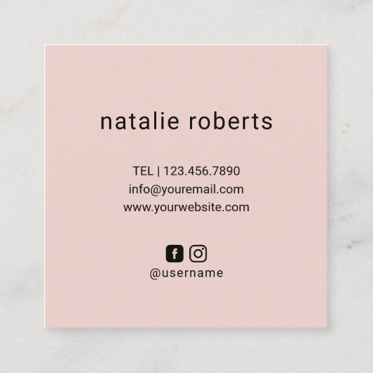 美容師ハンドドローヘアードレッサー美しいサロン スクエア名刺 (裏面)