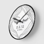 美容師ハンドドロー美しいガールヘアサロン ラウンド壁時計 (傾斜)