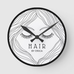 美容師ハンドドロー美しいガールヘアサロン ラウンド壁時計