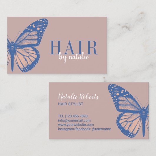 美容師バタフライ美しいサロンダスティバラ 名刺 (正面/裏面)