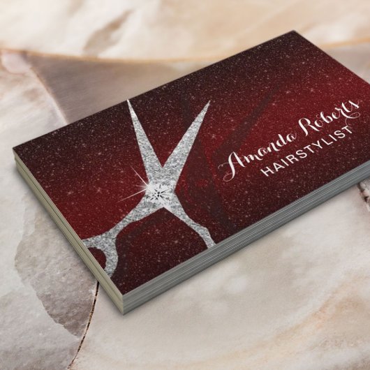 美容師バモダンルガンディレッドグリッターサロン 名刺