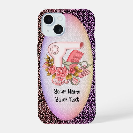 美容師バラのスマホケース iPhone 15ケース (裏面)