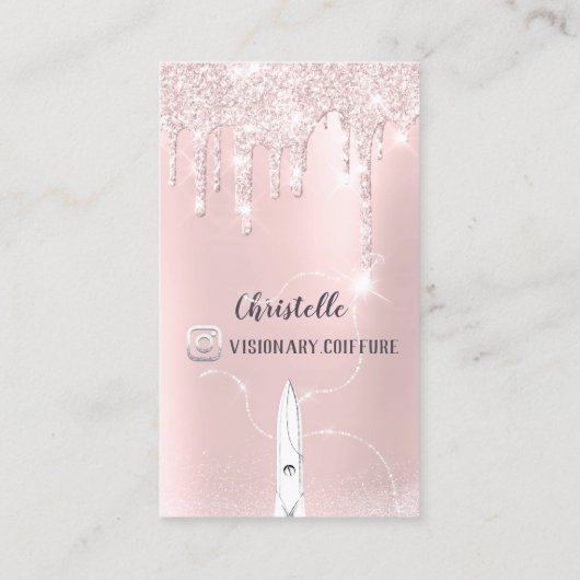美容師バラドリップスグリッターコーファールハサミ 名刺 (裏面)
