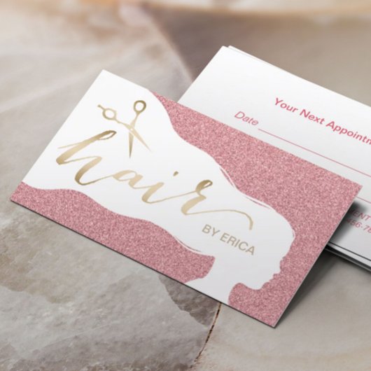 美容師バラ金ゴールドグリッターサロンアポイントメント 予約カード