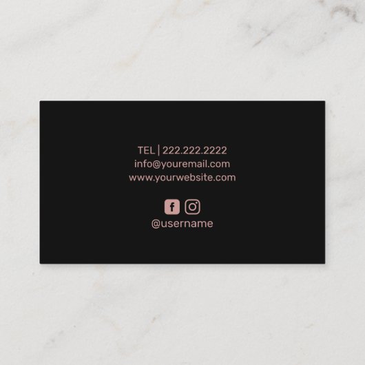 美容師バラ金ゴールドグリッタードライモダンプサロン 名刺 (裏面)