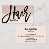 美容師バラ金ゴールドグリッターピンクタイポグラフィ 名刺 (正面/裏面)