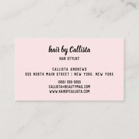 美容師バラ金ゴールドグリッターモダンタイポグラフィ 名刺 (裏面)