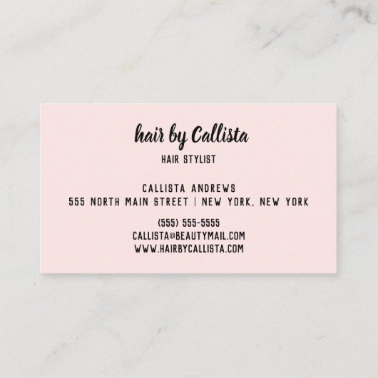 美容師バラ金ゴールドグリッターモダンタイポグラフィ 名刺 (裏面)