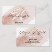 美容師バラ金ゴールドグリッター滴美しいサロン 名刺 (正面/裏面)