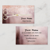 美容師バラ金ゴールドグリッター銀滴美しい 名刺 (正面/裏面)