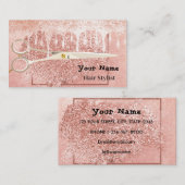 美容師バラ金ゴールドグリッター銀滴美しい 名刺 (正面/裏面)